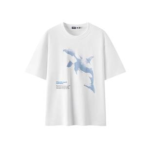 森马中国国家地理纯棉短袖T恤男虎鲸印花上衣2025新款夏装宽松潮