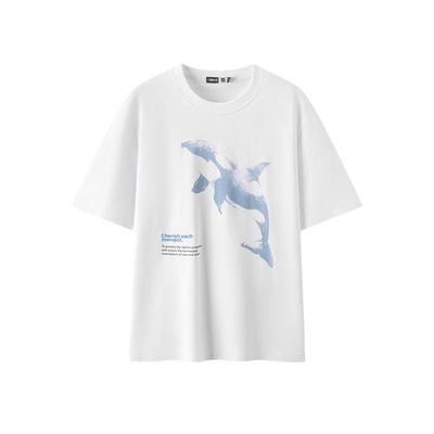 森马虎鲸印花宽松纯棉短袖T恤男