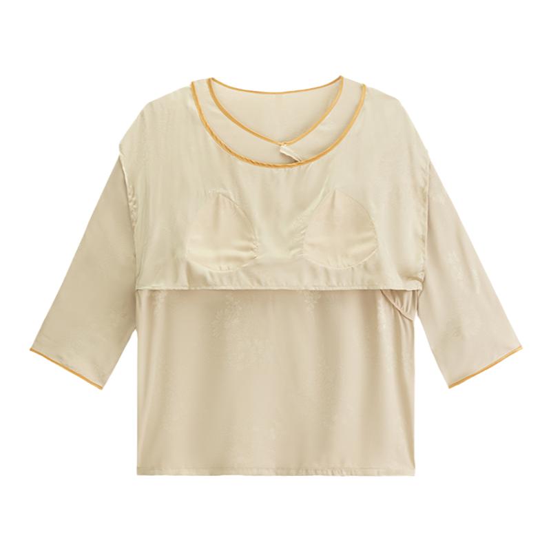 冰丝睡衣女带胸垫家居服