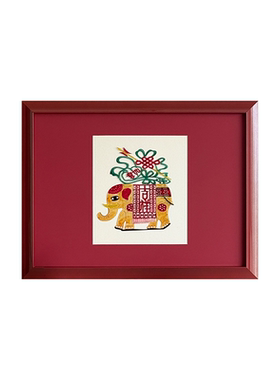 【非遗皮影】太平有象手工装饰画新中式客厅沙发背景书房边柜挂画