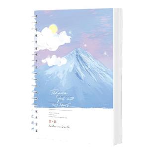 B5高颜值加厚硬壳线圈本简约ins油画风大学生考研用笔记本16K文艺精致超厚大号横线日记本记事本学习用品