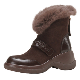 MILLIE'S/妙丽加绒短靴厚底袜靴女小个子增高不累脚显瘦弹力靴冬Q