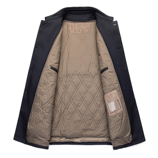 恒源祥秋冬季加厚外套中老年男士翻领大码棉服爸爸装行政夹克棉衣