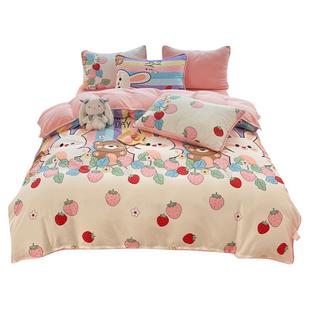 纯棉加绒单面法兰绒被套6x7ab面珊瑚绒被罩加厚保暖牛奶绒四件套