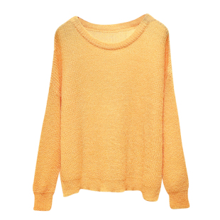 秋装新款韩版温柔风宽松针织衫女长袖薄款慵懒仿马海毛衣罩衫上衣