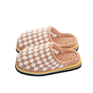 冬季纯手工毛线棉拖鞋情侣款男女保暖防滑编织钩拖鞋居家毛绒拖鞋