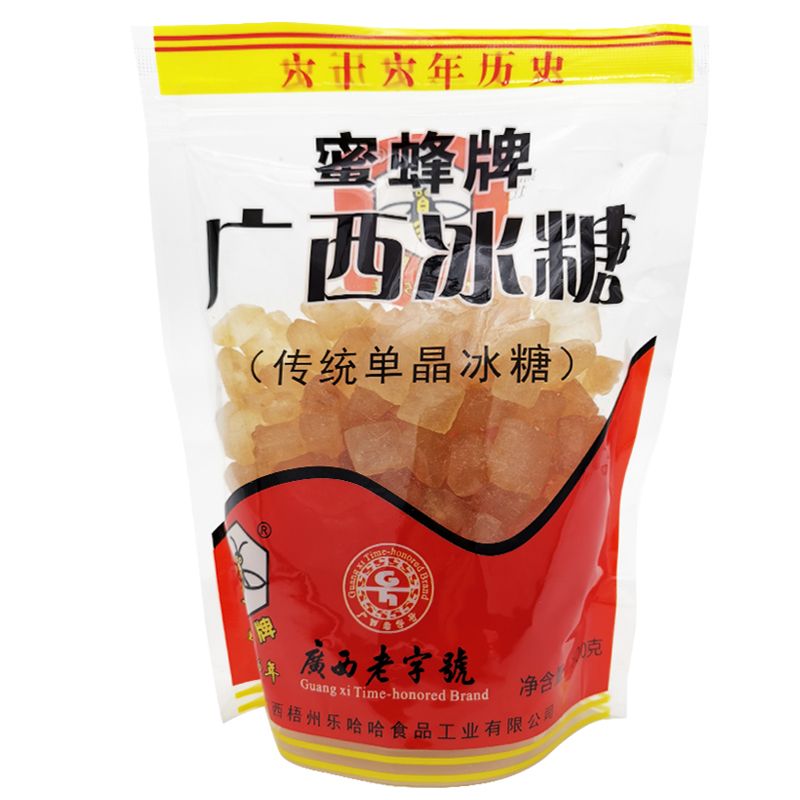广西老字号蜜蜂牌单晶黄冰糖500g小袋装正宗甘蔗老冰糖大块土冰糖