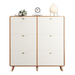 三梦实木超薄鞋柜家用小窄入户门口收纳柜一体靠墙门外走廊用鞋架