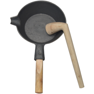 打油茶工具加厚款平底圆底生铁锅油茶锅加木锤套装赠送锅把