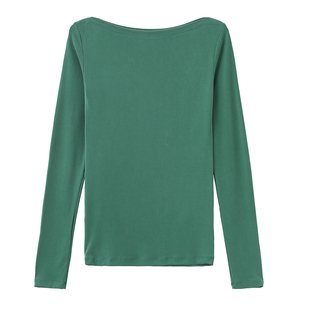 LIFE谢欣同款原创舒适超弹莫代尔修身一字领长袖凉感冰丝打底T恤