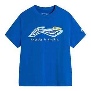 李宁儿童短袖男童t恤2026新款男大童运动夏装纯棉青少年宽松半袖