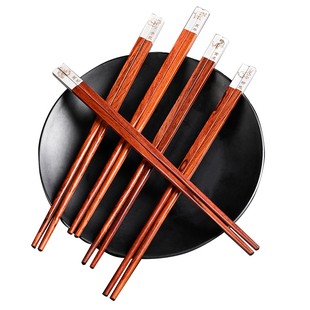 雾银十二生肖红酸枝筷子实木红木雕刻生肖筷纪念筷生肖属相筷子