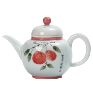影青釉手绘小茶壶｜雅致女士单壶小清新中式陶瓷女生家用功夫茶具