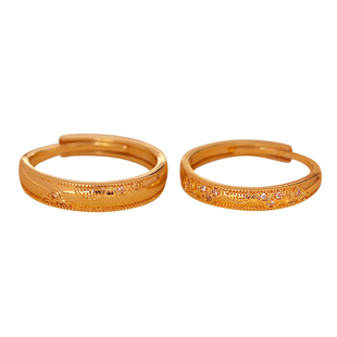 古法仿真沙金戒指双喜字男女活口可调节大小对戒结婚仪式道具