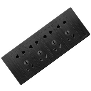 118型开关插座面板多孔黑色6六9九10十二三15孔联排家用厨房专用