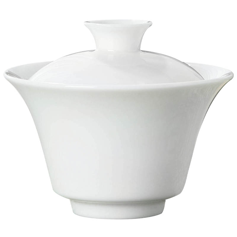 羊脂玉瓷三才盖碗大中小号纯白瓷家用泡茶器公司店铺开业LOGO礼品