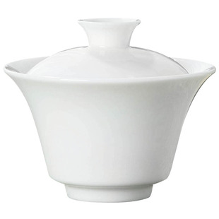 羊脂玉瓷三才盖碗大中小号纯白瓷家用泡茶器公司店铺开业LOGO礼品