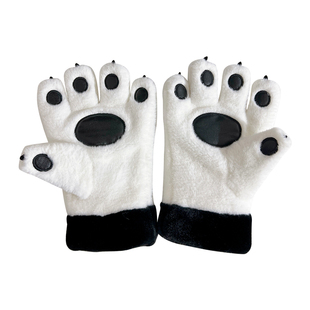可爱熊掌手套女冬季2025新款情侣五指骑行毛绒保暖防寒毛茸茸男款