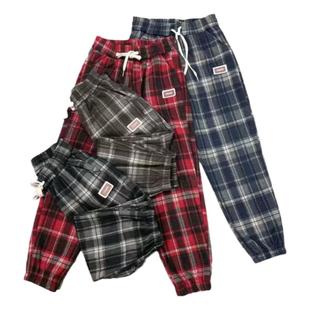 2023加绒加厚格子束脚卫裤宽松显瘦休闲九分裤百搭遮肉洋气老爹裤