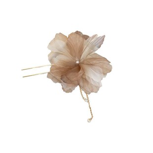 一只枯叶蝶!雪纺花朵珠发簪!气质流苏U形盘发发钗新中式盘发簪子