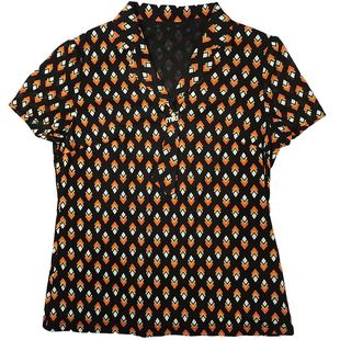 锦依罗专柜正品新品中年女夏装台湾纱短袖T恤时尚气质妈妈小衬衫