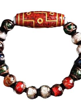 香灰琉璃DIY晶体颗粒朱砂九眼天珠手串新中式饰品藏式复古手链