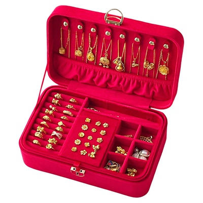 丝绒轻奢带锁大容量首饰盒