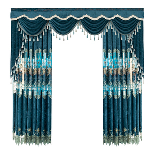 雪尼尔新中式客厅成品镂空绣花窗帘2025轻奢定制阳台卧室遮光布帘