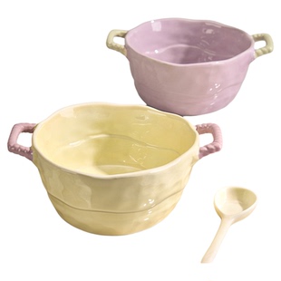 双耳汤碗家用2025新款泡面碗高颜值大碗奶油风汤面碗陶瓷螺蛳粉碗