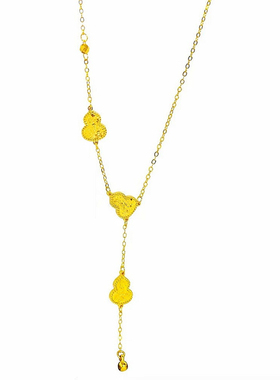 新中式古法铜合金微镶葫芦项链女复古级感毛衣链小众轻奢气质配饰