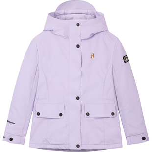 暇步士童装女童25冬季三防风衣儿童户外连帽外套大童休闲保暖上衣