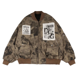 YUKAHOUSE 朋克摇滚夹克外套上衣棉衣美式复古国潮宽松男女春秋款