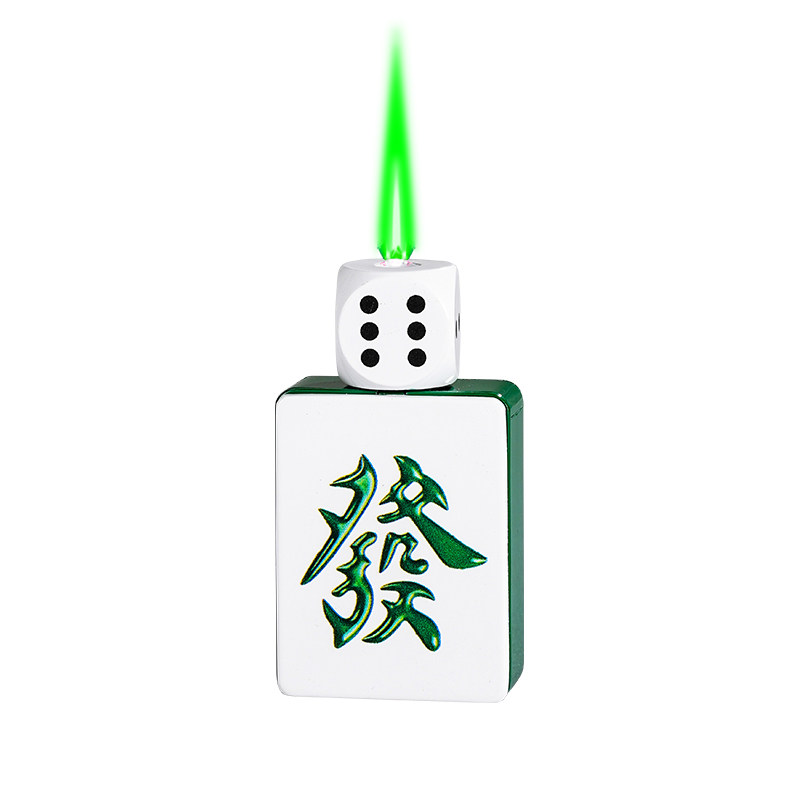 绿焰旋转骰子麻将造型充气打火机