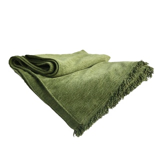 流苏民宿床尾巾橄榄绿毛毯床尾毯装饰毯沙发毯绿色毯子酒店床旗