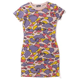 BAPE女装秋冬满幅STA迷彩收腰短袖连衣裙235501H