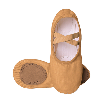 驼色舞蹈鞋女成人儿童跳舞鞋中国舞芭蕾舞鞋软底男女童专用练功鞋