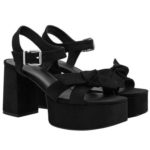 CHARLES&KEITH26春新款CK1-60580329方头蝴蝶结厚底凉鞋高跟鞋