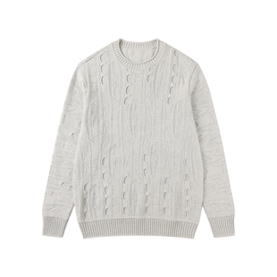 3色喀斯特毛衣｜设计感横机针织衫男圆领秋冬570g小众情侣款秋冬