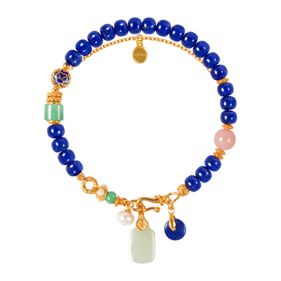 天然青金石手链老型珠女