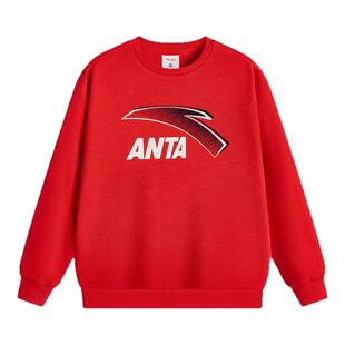 安踏儿童卫衣2026红色新年童装男童春装潮流时尚宽松加绒休闲上衣
