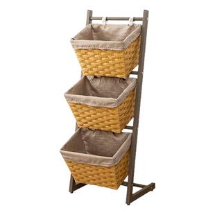 客厅零食置物架儿童书本收纳架落地吊篮储物柜子多层书架收纳神器