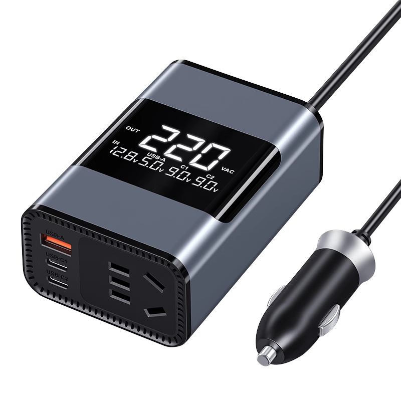 迷你车载充电器逆变器12v转220v笔记本电脑电源转换器插头点烟器