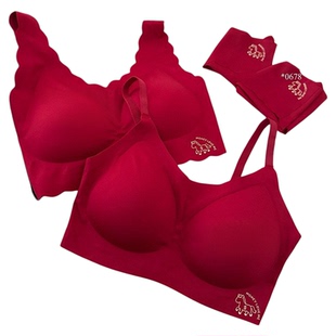 CK&OI发财礼盒红色内衣套装文胸0678女全罩杯蕾丝美背本命年
