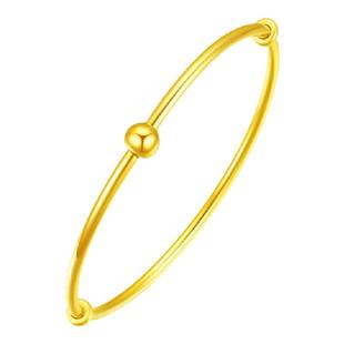 3D硬金黄金转运珠手镯贵妃手环女款999足金DIY串珠时尚开口金镯子