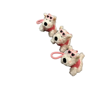 粉色马甲潦草小狗西高地包包挂件钥匙绳扣毛绒公仔装饰情侣礼物