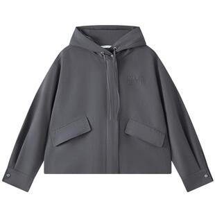 Marc O'Polo/MOP2026春季新款格纹短款设计感机能连帽夹克外套女