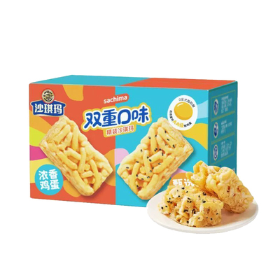 徐福记沙琪玛460g箱装鸡蛋芝麻双拼口味中式糕点小吃点心休闲零食