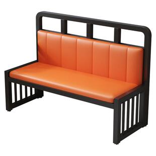 商用软包卡座沙发铁艺靠墙长餐椅餐饮火锅店奶茶店等候室长椅定制