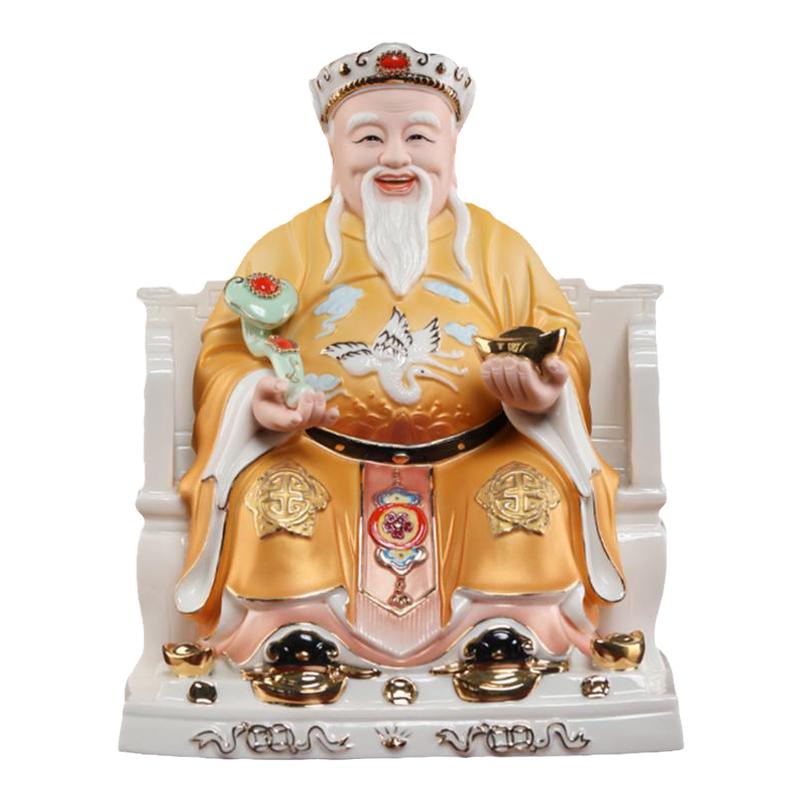 戴玉堂陶瓷土地爷公公奶奶神君神像福德正神店铺财神家用供奉摆件