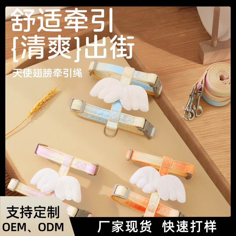 新品 宠物牵引绳猫咪胸背天使翅膀可调节绳外出溜猫狗绳链
